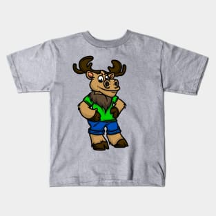 Cute Anthropomorphic Human-like Cartoon Character Elk in Clothes Kids T-Shirt